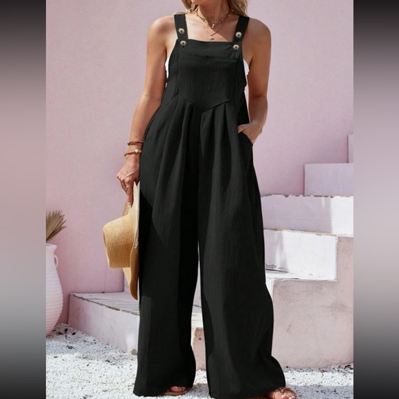 Plus size navy blue overall jumpsuit - Picture 6 of 14